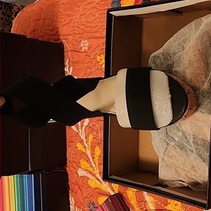 Black Studded Cork Wedges